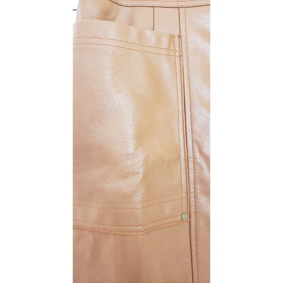 NWT PILCRO BY ANTHROPOLOGIE  FAUX LEATHER CEDAR FRONT ZIPPER MINI DRESS SZ 6 - Picture 4 of 10